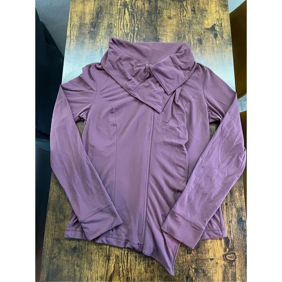 Lucy Burgundy Long Sleeve Collared Full Zip Slim Jacket  SizeL - Picture 3 of 14